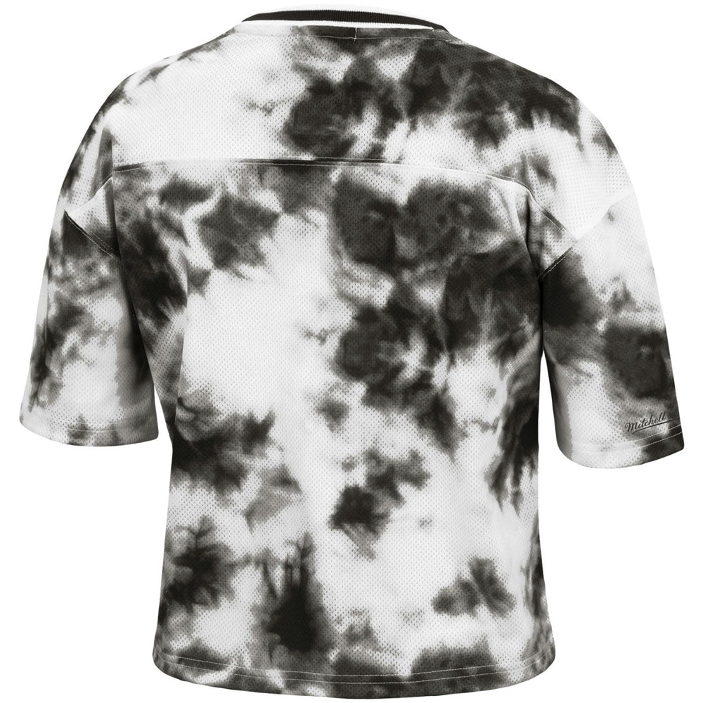 Toronto Raptors Women's Hardwood Classics Tie-Dye Cropped T-Shirt Black/White - Mitchell & Ness