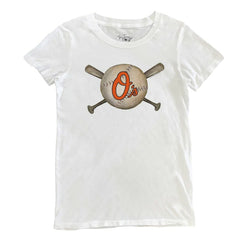 Baltimore Orioles Tiny Turnip Women's Baseball Crossbats T-Shirt - White T-shirts
