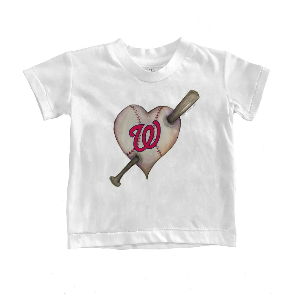 Washington Nationals Tiny Turnip Youth Heart Bat T-Shirt - White T-shirts
