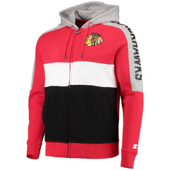 Chicago Blackhawks Starter Playoffs Color Block Full-Zip Hoodie - Red/Black | US 4270903