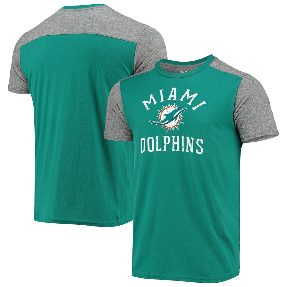 Miami Dolphins Majestic Threads Field Goal Slub T-Shirt - Aqua/Gray T-shirts
