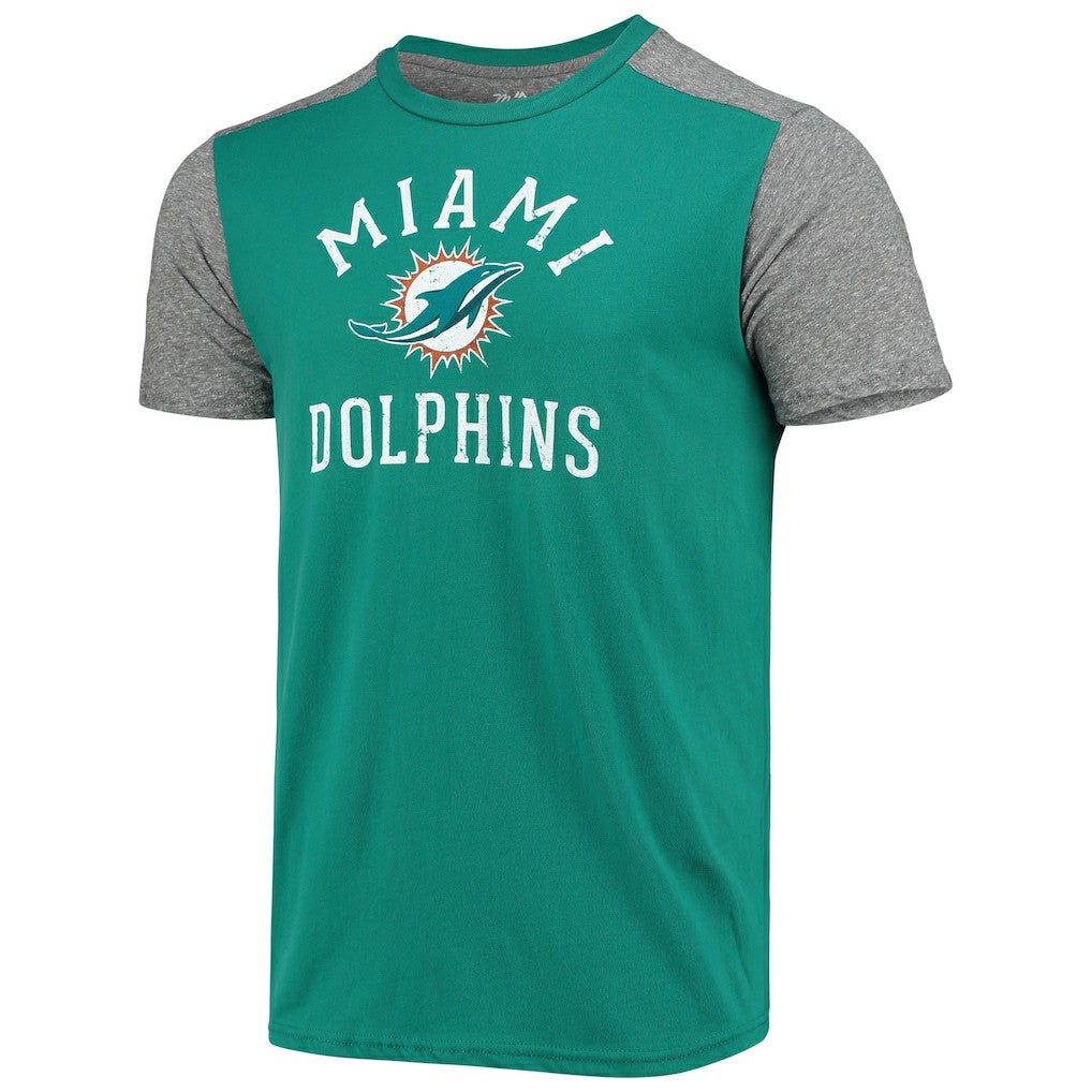 Miami Dolphins Majestic Threads Field Goal Slub T-Shirt - Aqua/Gray T-shirts