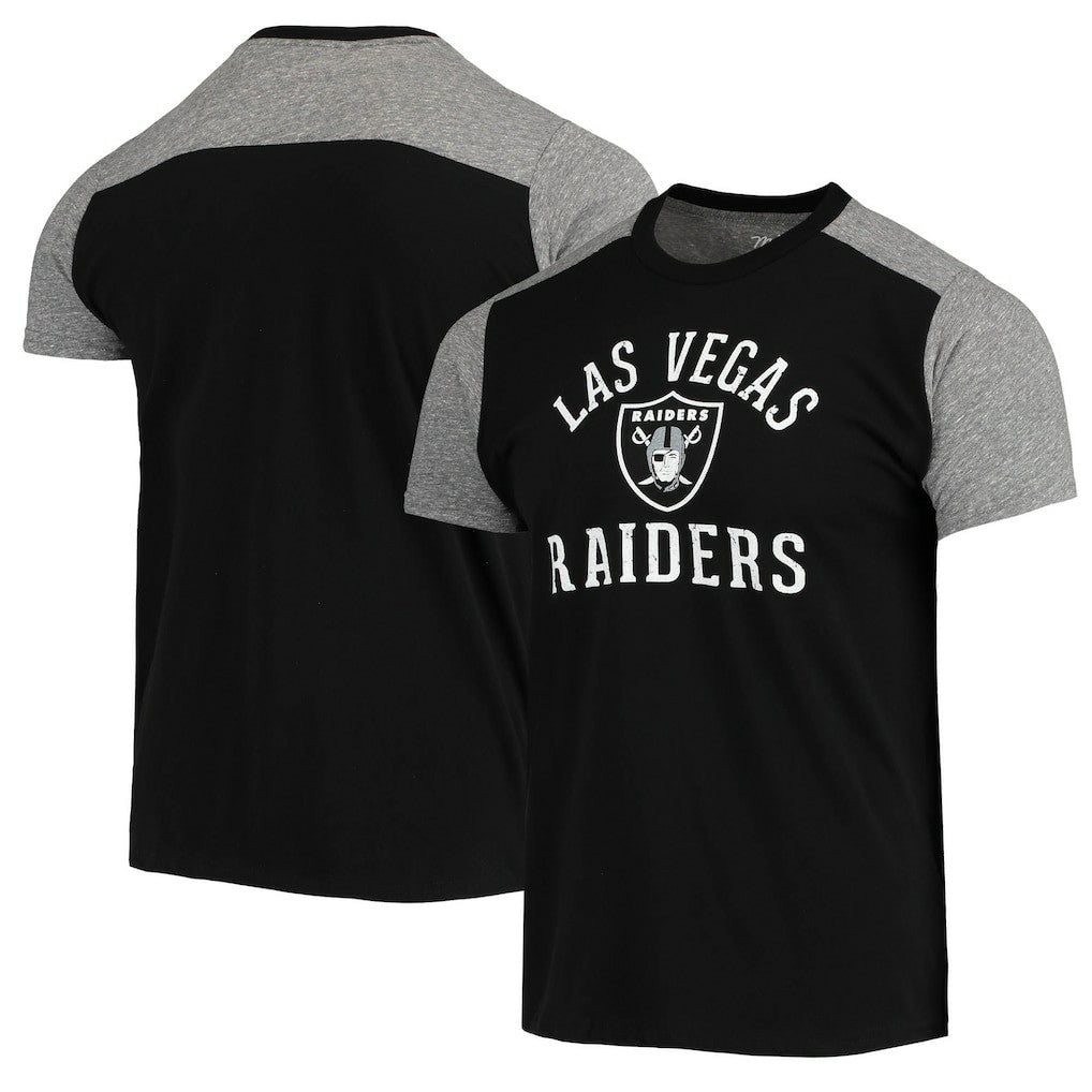 Las Vegas Raiders Majestic Threads Field Goal Slub T-Shirt - Black/Gray T-shirts
