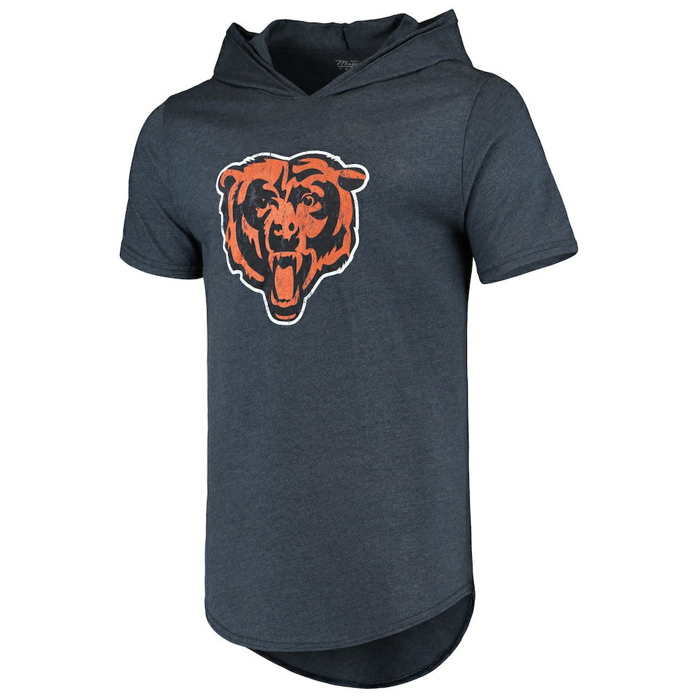 Chicago Bears Majestic Threads Primary Logo Tri-Blend Hoodie T-Shirt - Navy Hoodies