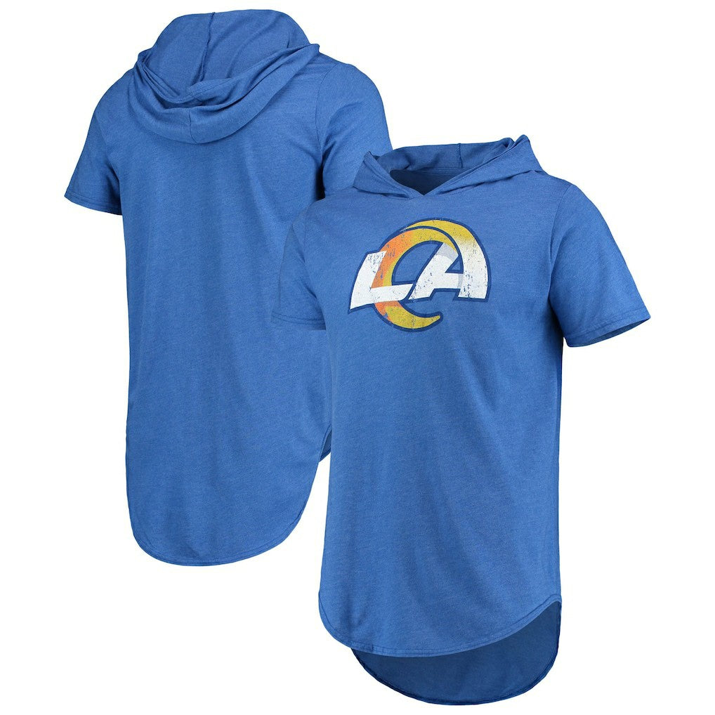 Los Angeles Rams Majestic Threads Primary Logo Tri-Blend Hoodie T-Shirt - Royal Hoodies