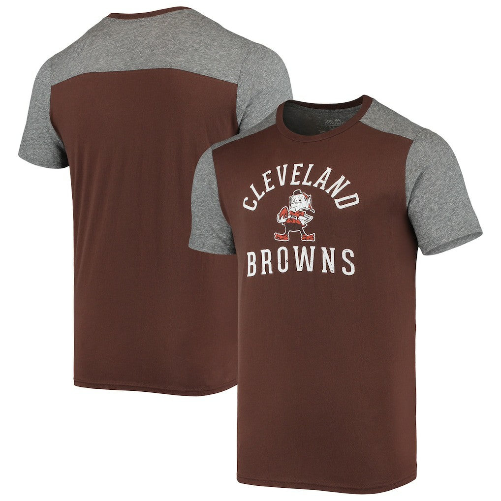 Cleveland Browns Majestic Threads Brownie The Elf Gridiron Classics Field Goal Slub T-Shirt - Brown/Heathered Gray T-shirts