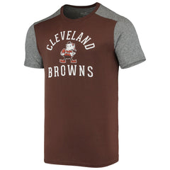 Cleveland Browns Majestic Threads Brownie The Elf Gridiron Classics Field Goal Slub T-Shirt - Brown/Heathered Gray T-shirts