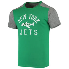 New York Jets Majestic Threads Gridiron Classics Field Goal Slub T-Shirt - Kelly Green/Heathered Gray T-shirts