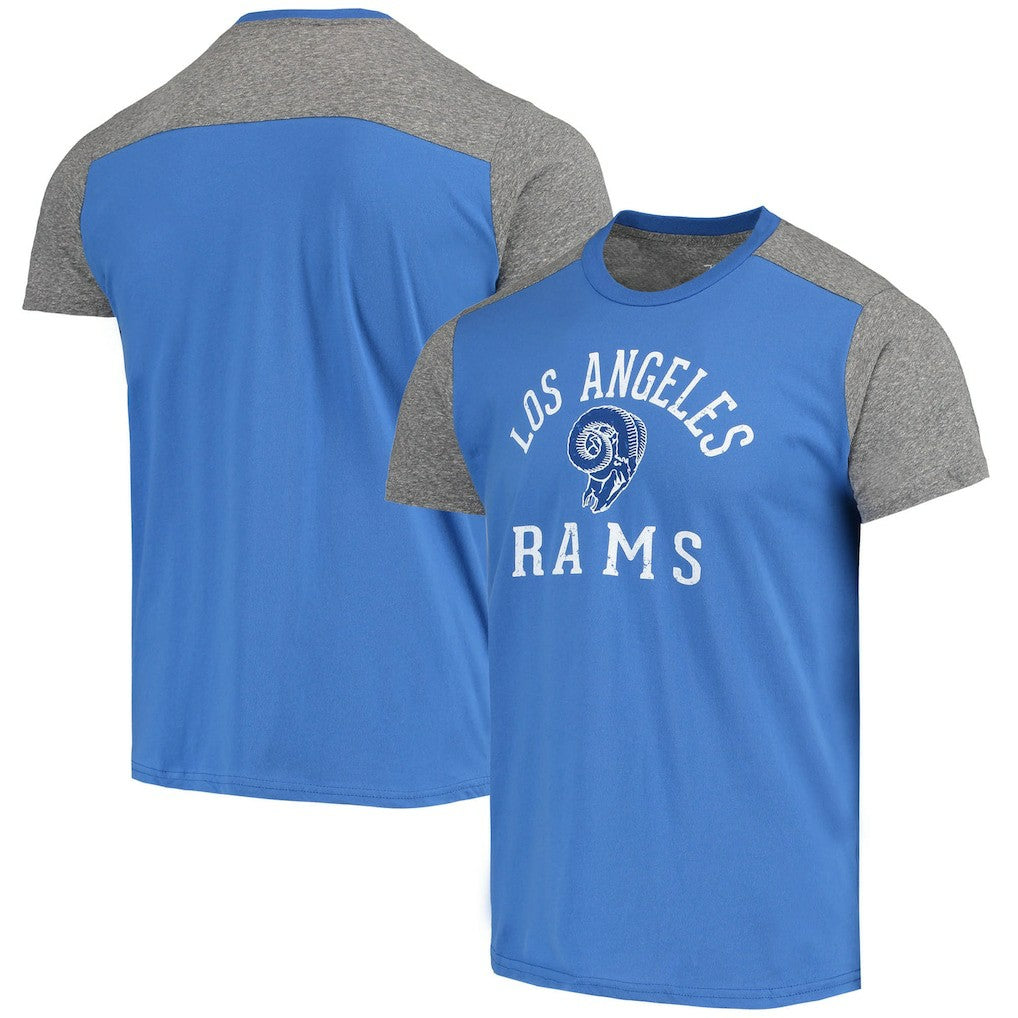 Los Angeles Rams Majestic Threads Gridiron Classics Field Goal Slub T-Shirt - Royal/Heathered Gray T-shirts