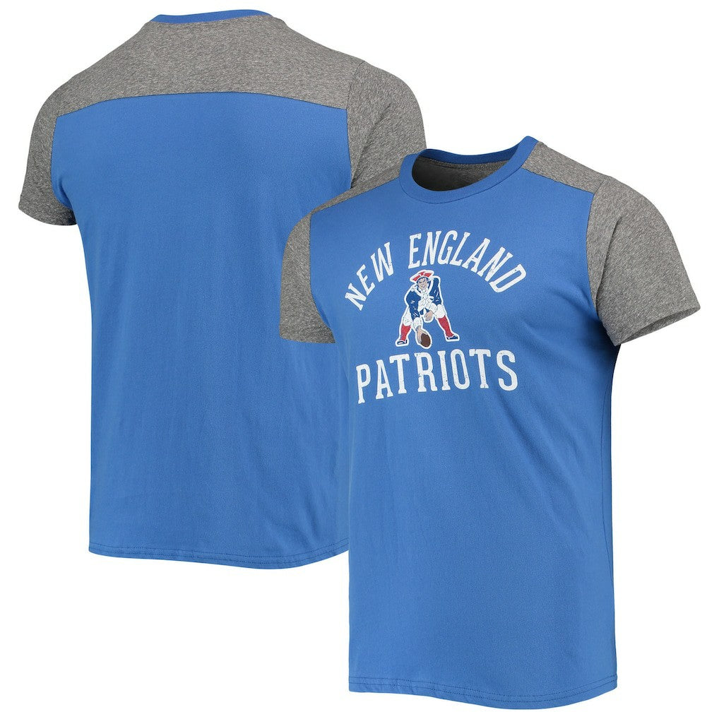 New England Patriots Majestic Threads Gridiron Classics Field Goal Slub T-Shirt - Royal/Heathered Gray T-shirts
