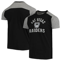 Las Vegas Raiders Majestic Threads Gridiron Classics Field Goal Slub T-Shirt - Black/Heathered Gray T-shirts