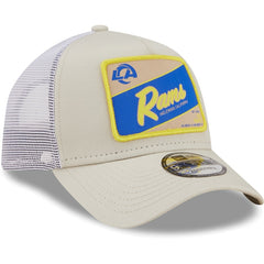 Los Angeles Rams New Era Happy Camper A-Frame Trucker 9FORTY Snapback Hat - Khaki/White Hats