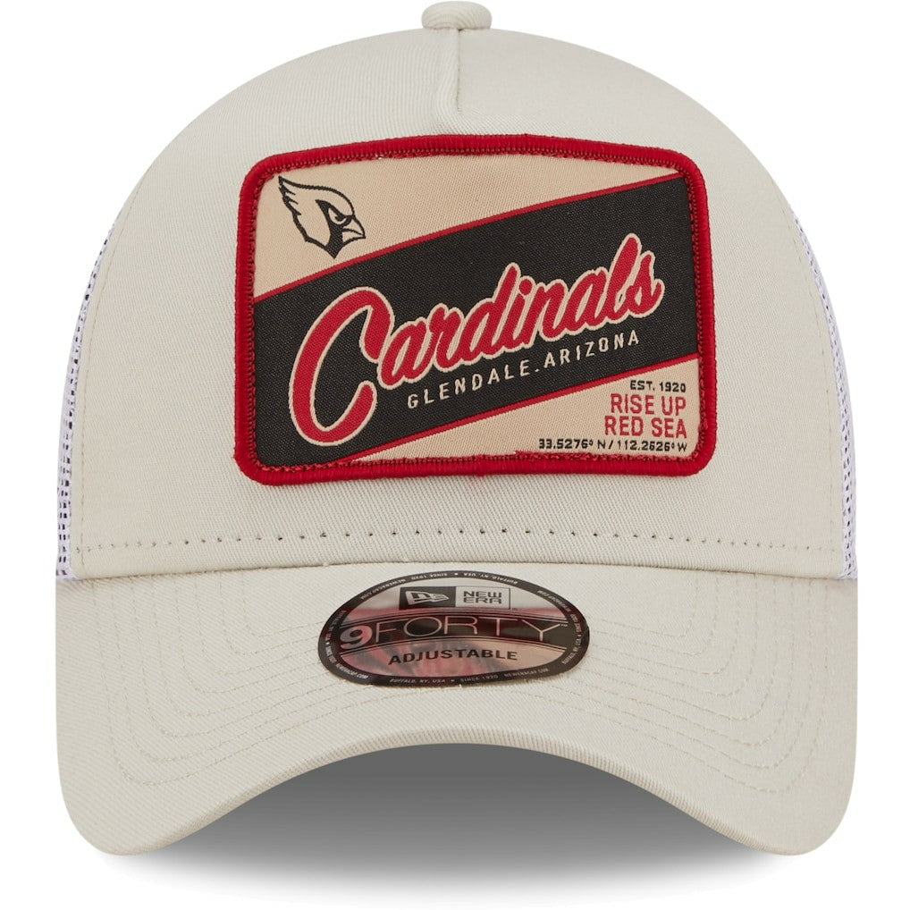 Arizona Cardinals New Era Happy Camper A-Frame Trucker 9FORTY Snapback Hat - Khaki/White Hats
