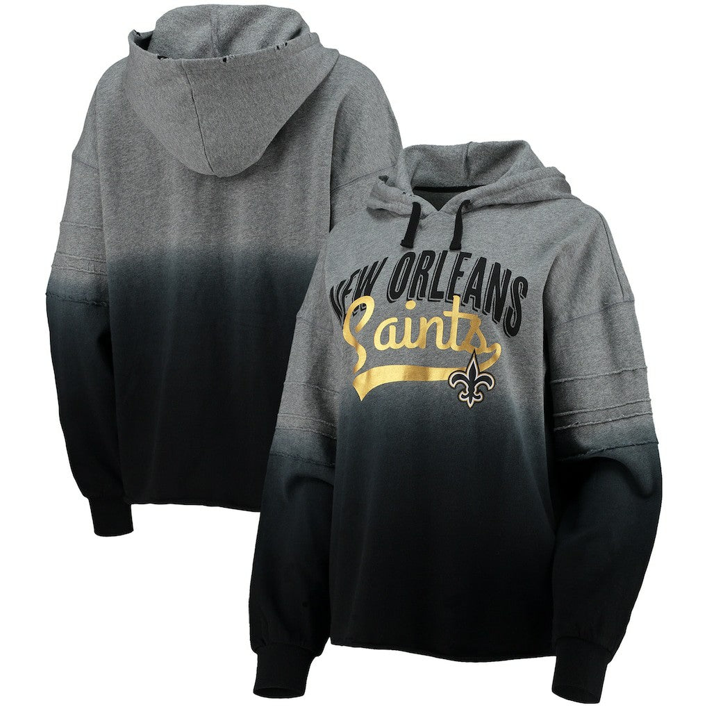 New Orleans Saints Touch Women's Superstar Dip-Dye Pullover Hoodie - Heathered Gray/Black Hoodies