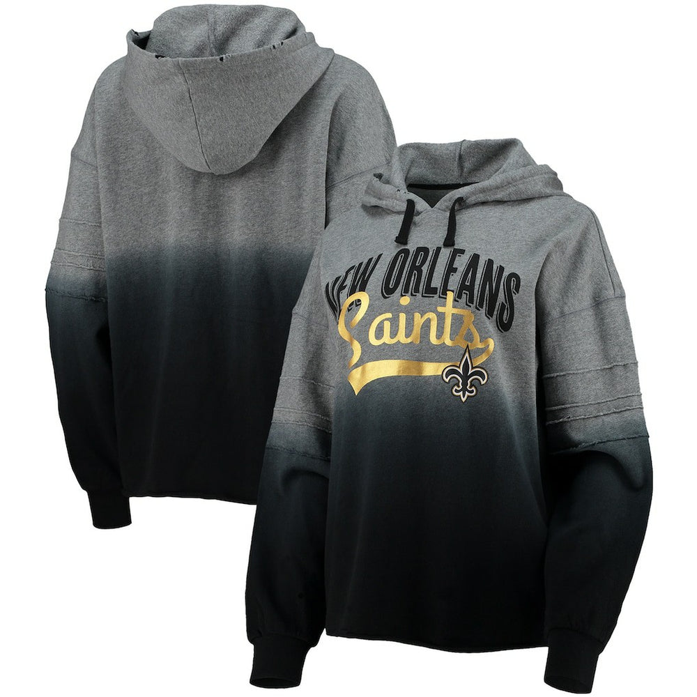 New Orleans Saints Touch Women's Superstar Dip-Dye Pullover Hoodie - Heathered Gray/Black Hoodies