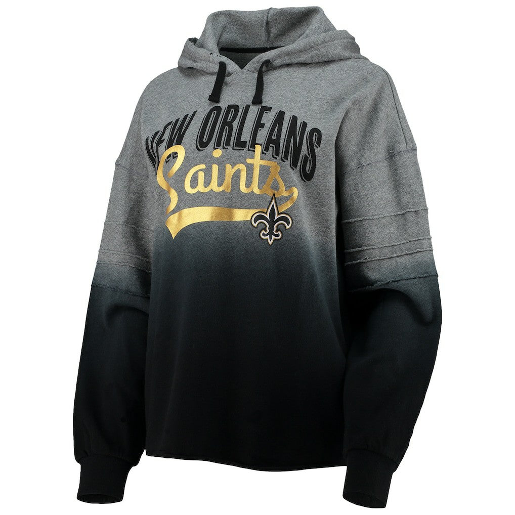 New Orleans Saints Touch Women's Superstar Dip-Dye Pullover Hoodie - Heathered Gray/Black Hoodies