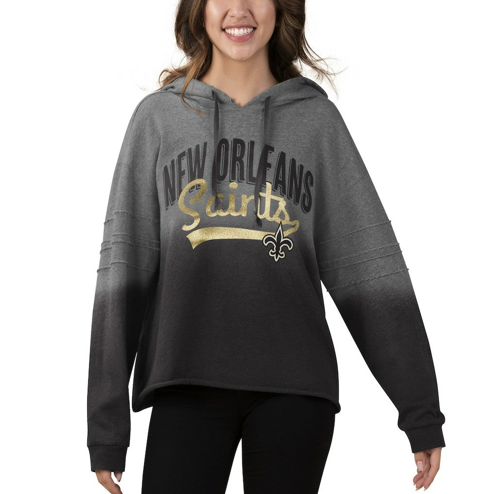 New Orleans Saints Touch Women's Superstar Dip-Dye Pullover Hoodie - Heathered Gray/Black Hoodies