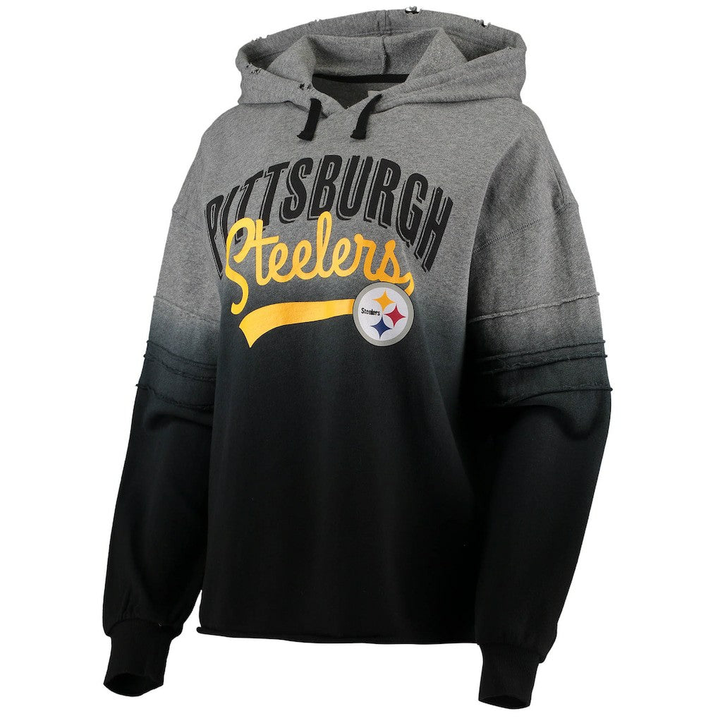 Pittsburgh Steelers Touch Women's Superstar Dip-Dye Pullover Hoodie - Heathered Gray/Black Hoodies