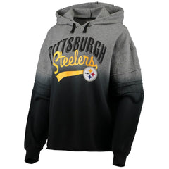 Pittsburgh Steelers Touch Women's Superstar Dip-Dye Pullover Hoodie - Heathered Gray/Black Hoodies