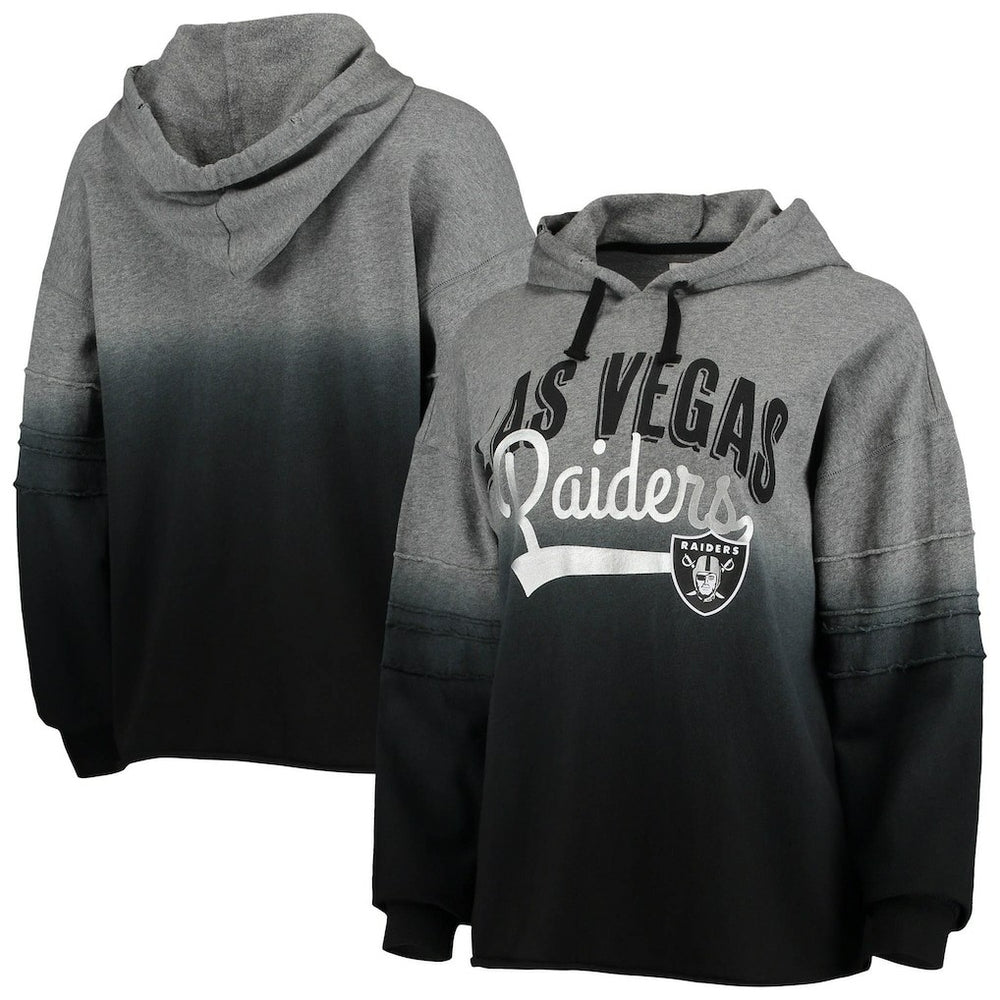 Las Vegas Raiders Touch Women's Superstar Dip-Dye Pullover Hoodie - Heathered Gray/Black Hoodies