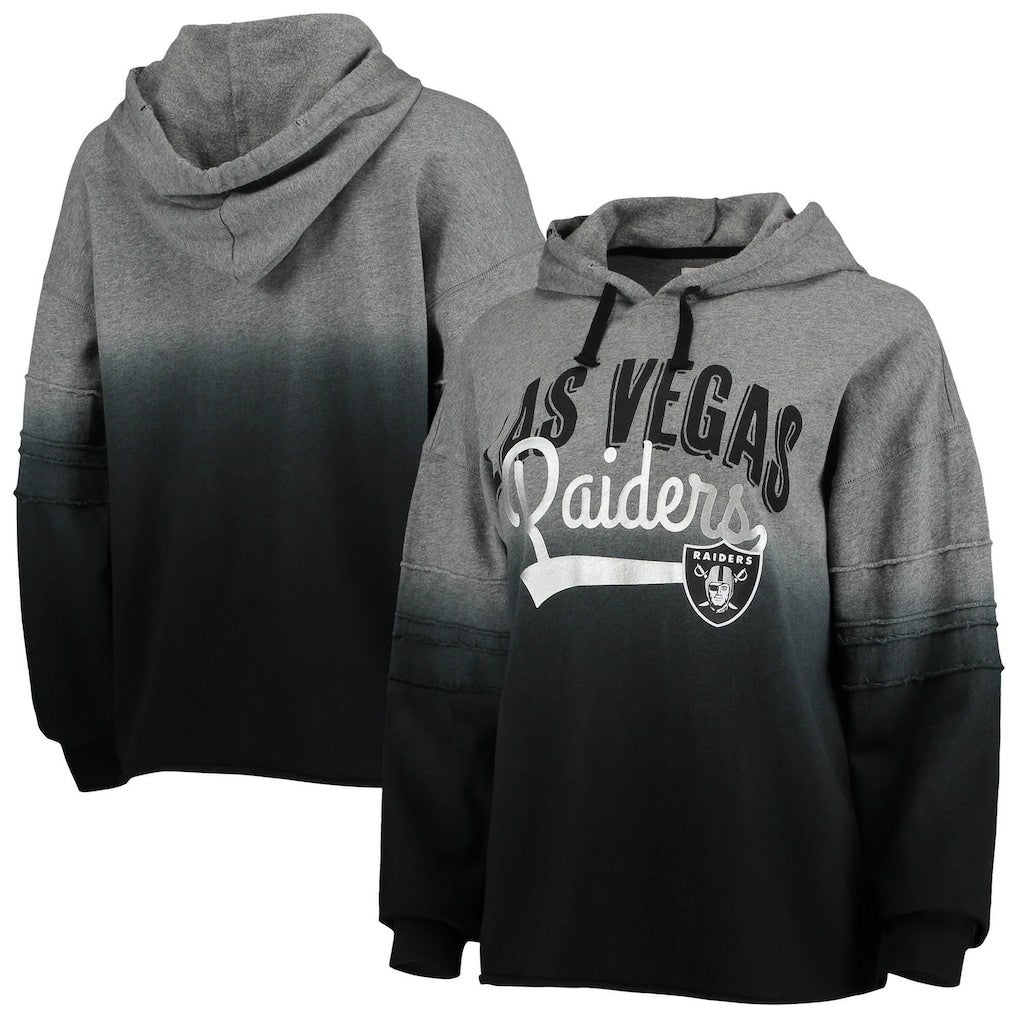 Las Vegas Raiders Touch Women's Superstar Dip-Dye Pullover Hoodie - Heathered Gray/Black Hoodies