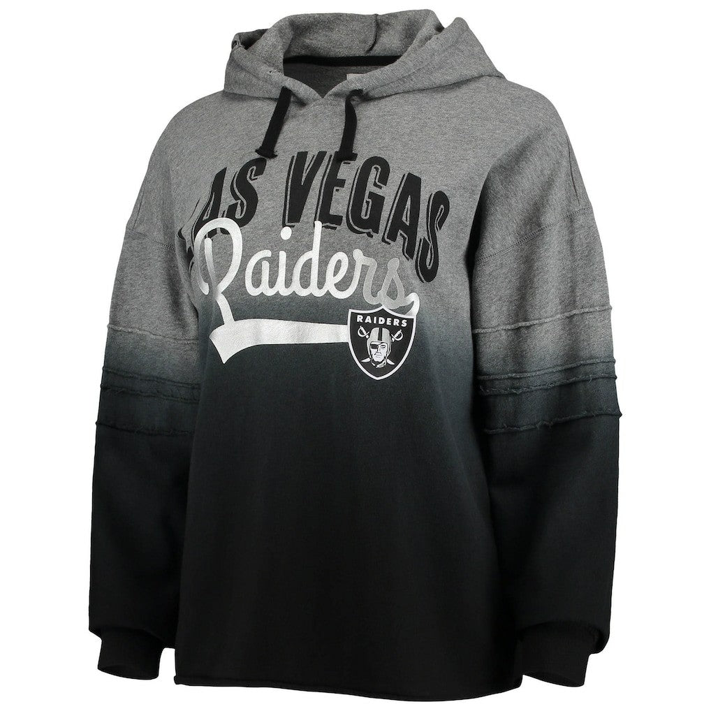 Las Vegas Raiders Touch Women's Superstar Dip-Dye Pullover Hoodie - Heathered Gray/Black Hoodies