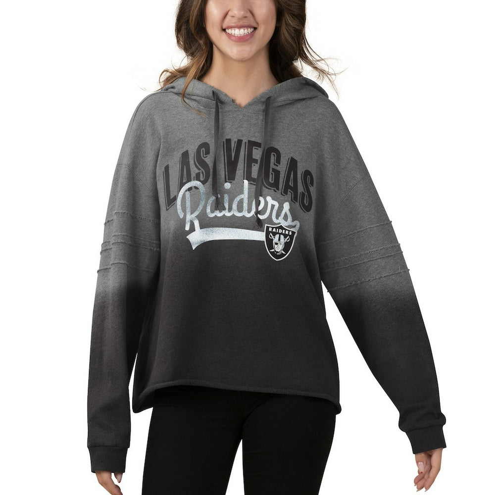 Las Vegas Raiders Touch Women's Superstar Dip-Dye Pullover Hoodie - Heathered Gray/Black Hoodies