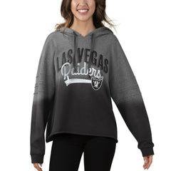 Las Vegas Raiders Touch Women's Superstar Dip-Dye Pullover Hoodie - Heathered Gray/Black Hoodies