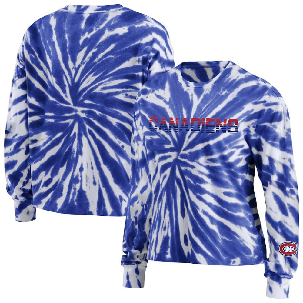Montreal Canadiens WEAR by Erin Andrews Women's Tie-Dye Long Sleeve T-Shirt - Navy | US 4272645