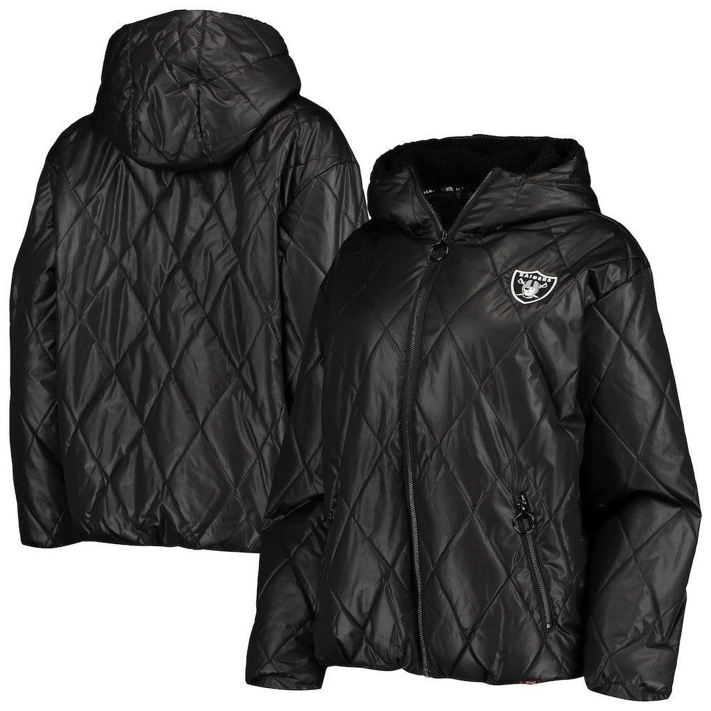 Las Vegas Raiders MSX by Michael Strahan Women's Charlotte Full-Zip Hoodie Puffer Jacket - Black Hoodies
