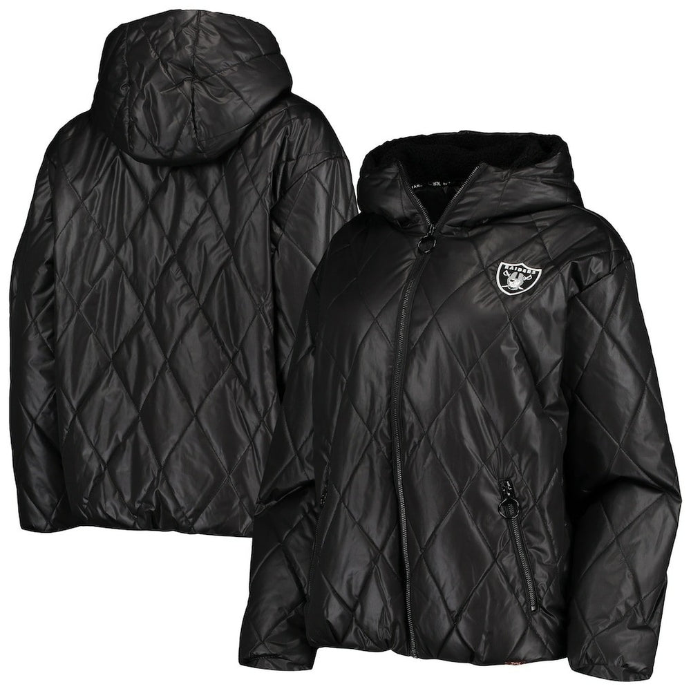 Las Vegas Raiders MSX by Michael Strahan Women's Charlotte Full-Zip Hoodie Puffer Jacket - Black Hoodies