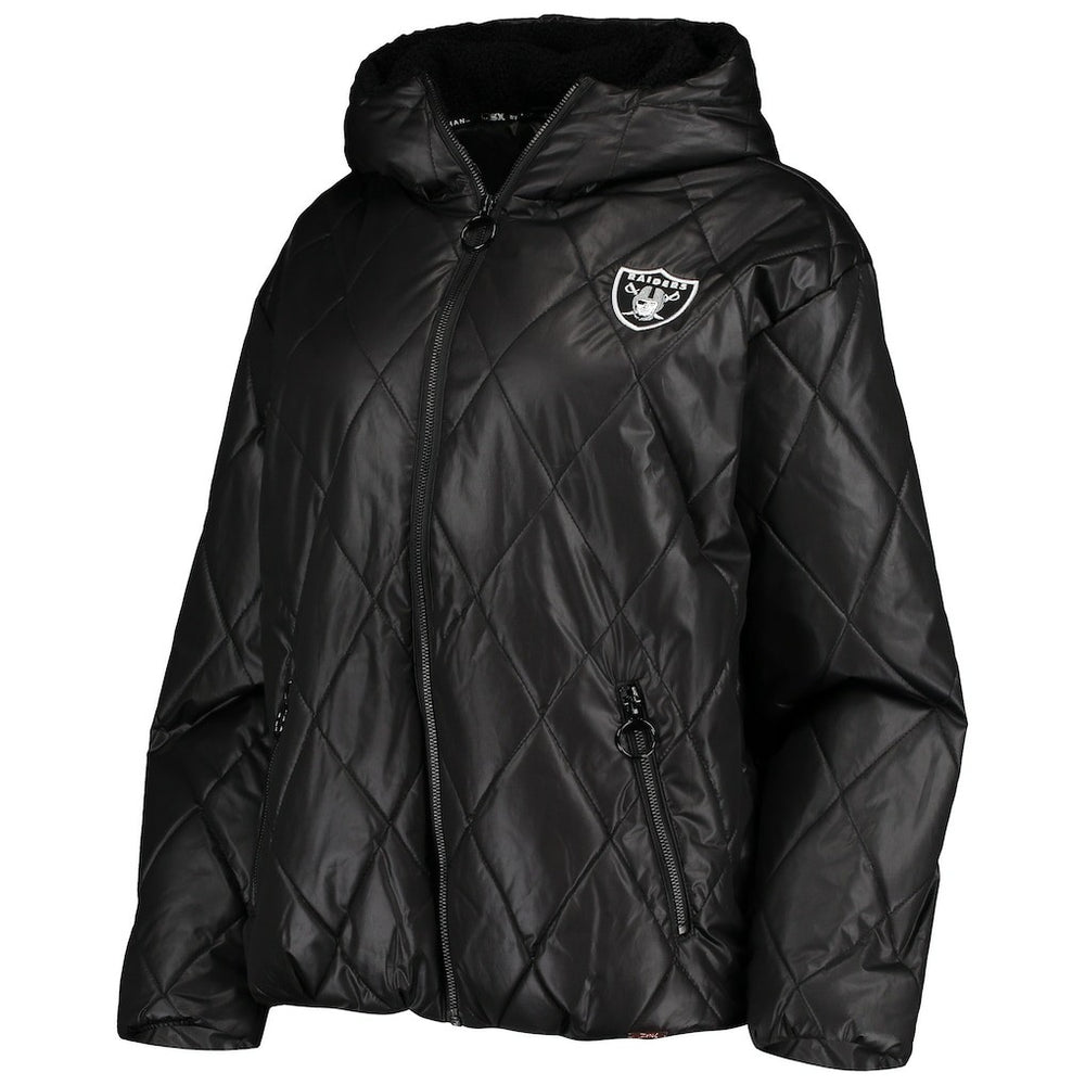 Las Vegas Raiders MSX by Michael Strahan Women's Charlotte Full-Zip Hoodie Puffer Jacket - Black Hoodies