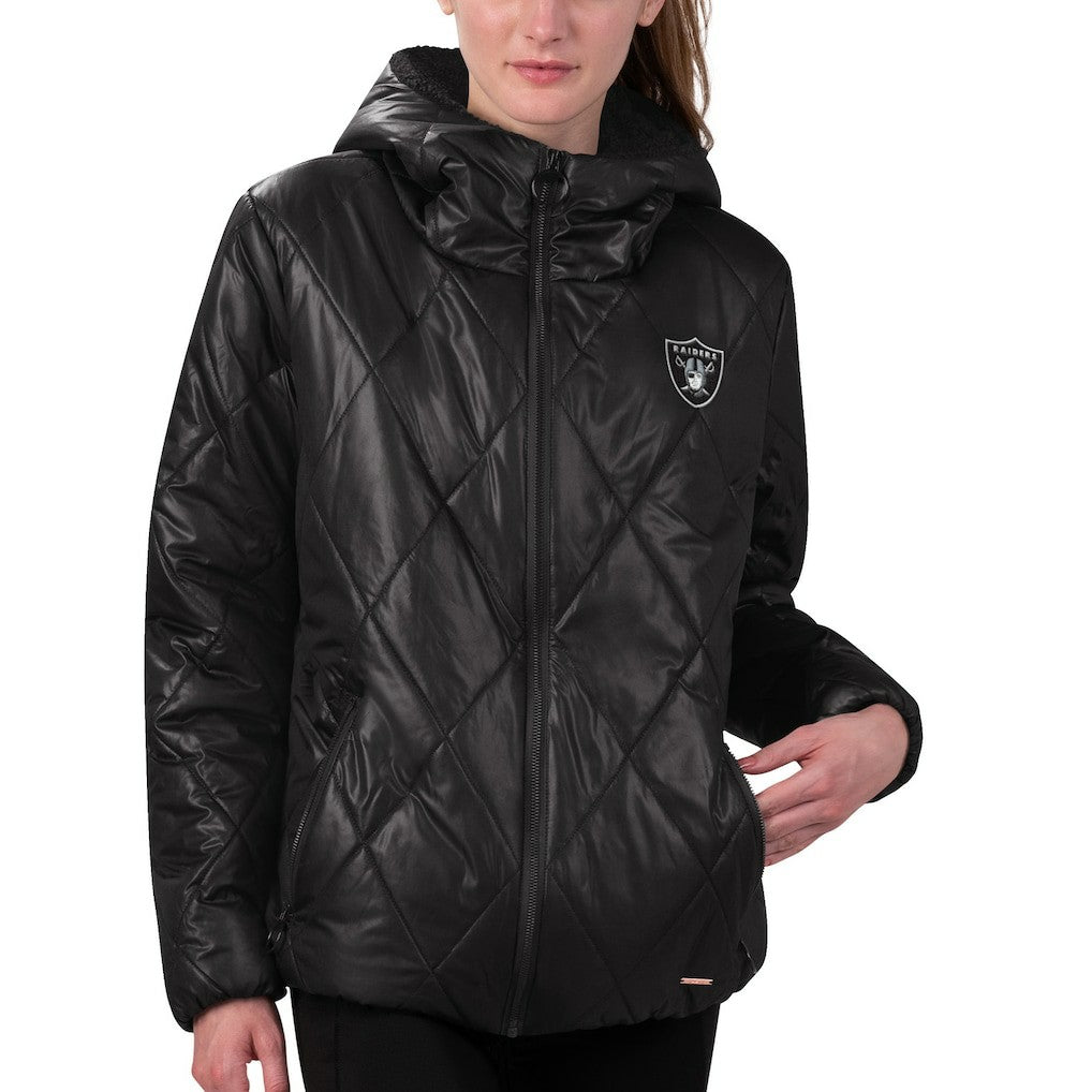 Las Vegas Raiders MSX by Michael Strahan Women's Charlotte Full-Zip Hoodie Puffer Jacket - Black Hoodies