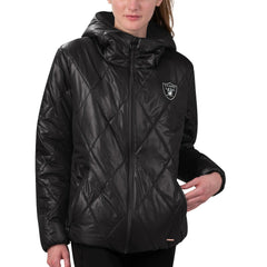 Las Vegas Raiders MSX by Michael Strahan Women's Charlotte Full-Zip Hoodie Puffer Jacket - Black Hoodies