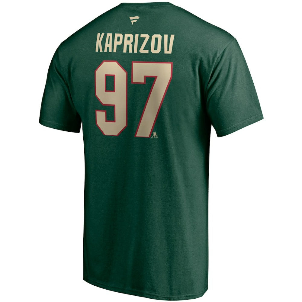 Kirill Kaprizov Minnesota Wild Fanatics Authentic Stack Name & Number T-Shirt - Green | US 4274751