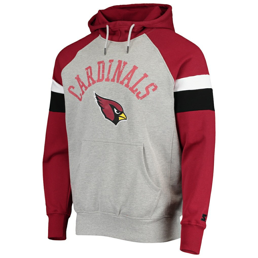 Arizona Cardinals Starter Home Run Raglan Pullover Hoodie - Heathered Gray/Cardinal Hoodies