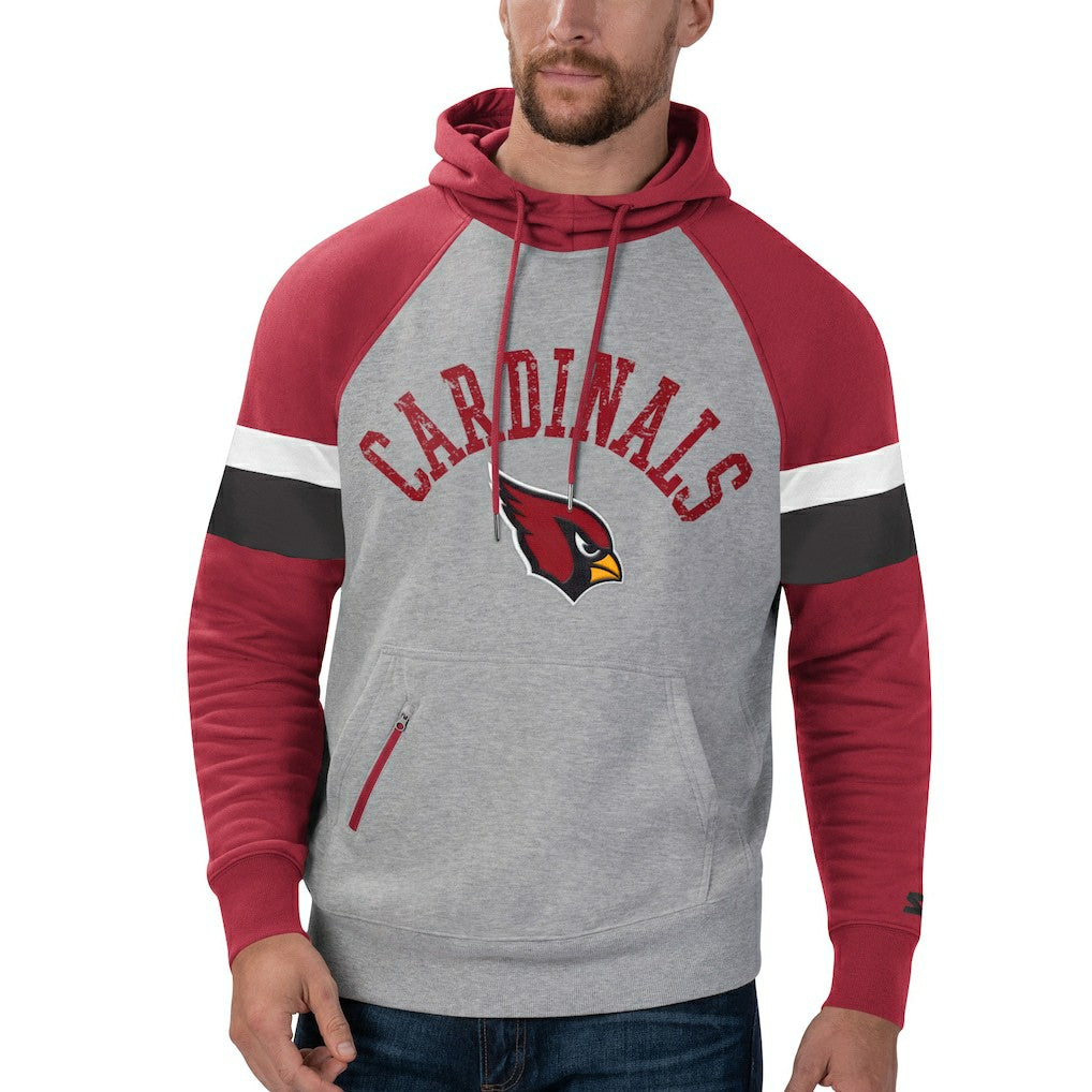 Arizona Cardinals Starter Home Run Raglan Pullover Hoodie - Heathered Gray/Cardinal Hoodies