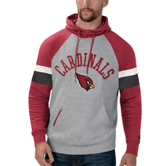Arizona Cardinals Starter Home Run Raglan Pullover Hoodie - Heathered Gray/Cardinal Hoodies