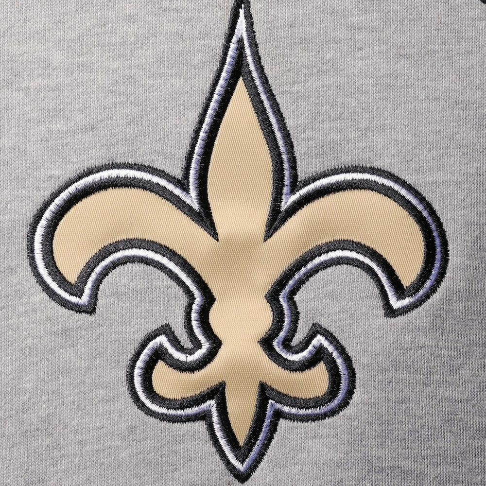 New Orleans Saints Starter Home Run Raglan Pullover Hoodie - Heathered Gray/Black Hoodies