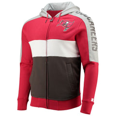 Tampa Bay Buccaneers Starter Playoffs Color Block Full-Zip Hoodie - Red/Pewter Hoodies