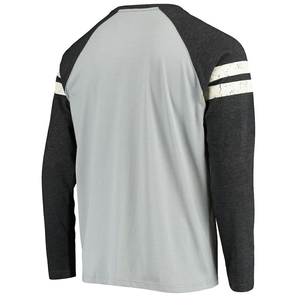 Las Vegas Raiders Starter Throwback League Raglan Long Sleeve Tri-Blend T-Shirt - Silver/Black T-shirts