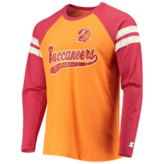 Tampa Bay Buccaneers Starter Throwback League Raglan Long Sleeve Tri-Blend T-Shirt - Orange/Red T-shirts