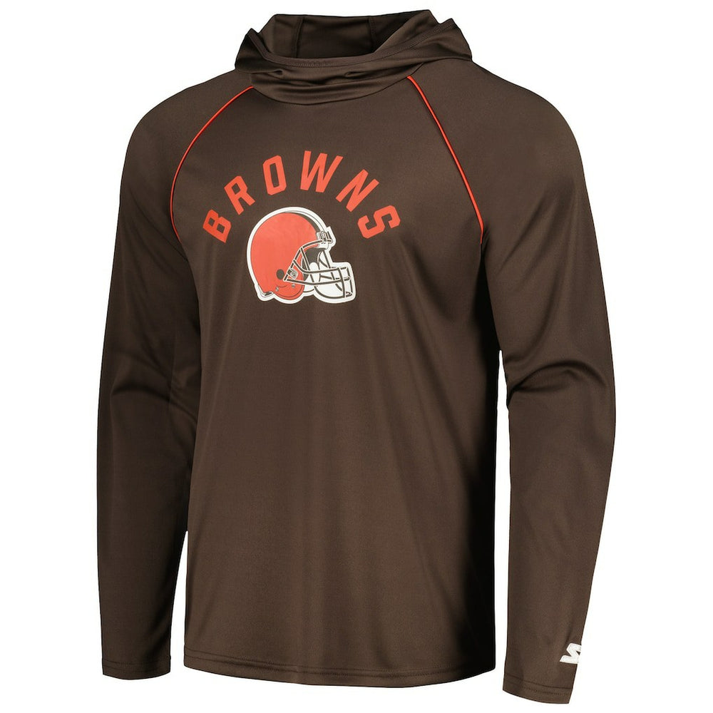 Cleveland Browns Starter Raglan Long Sleeve Hoodie T-Shirt - Brown Hoodies
