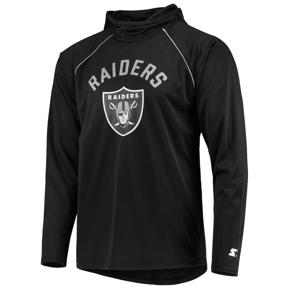 Las Vegas Raiders Starter Raglan Long Sleeve Hoodie T-Shirt - Black Hoodies