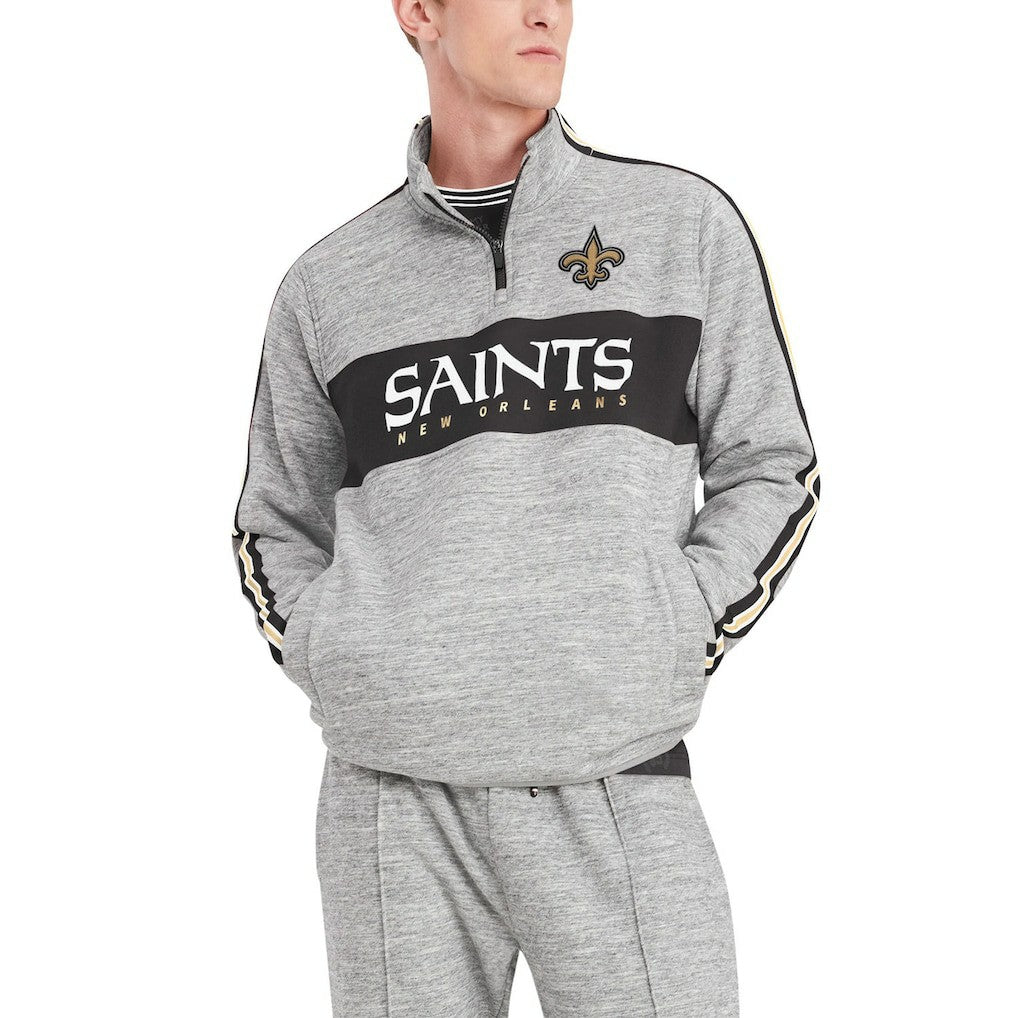 New Orleans Saints Tommy Hilfiger Mario Quarter-Zip Jacket - Heathered Gray Jackets