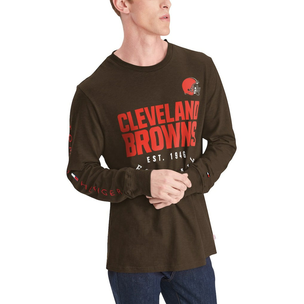 Cleveland Browns Tommy Hilfiger Peter Long Sleeve T-Shirt - Brown T-shirts