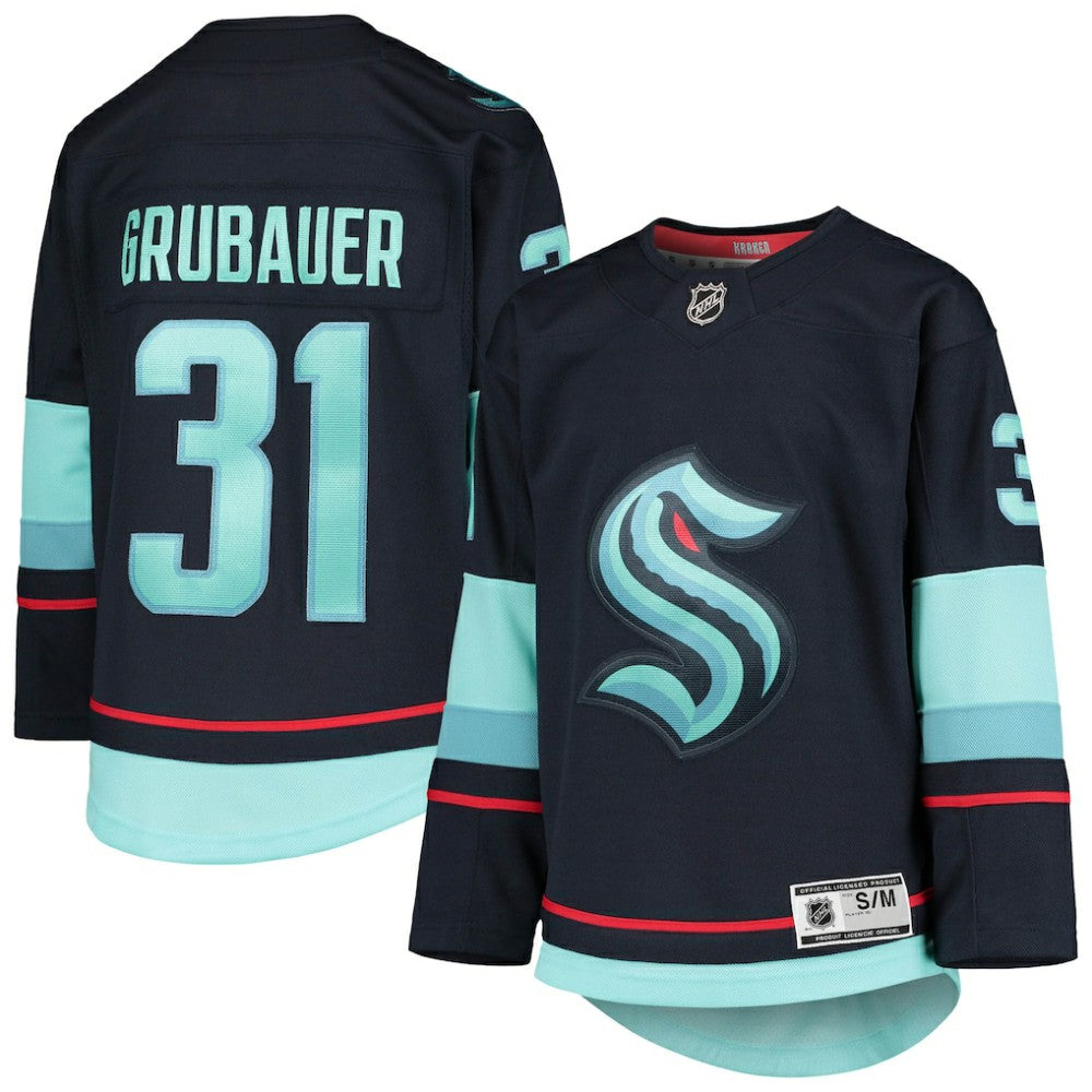 Philipp Grubauer Seattle Kraken Youth Home Premier Player Jersey - Deep Sea Blue | US 4278246