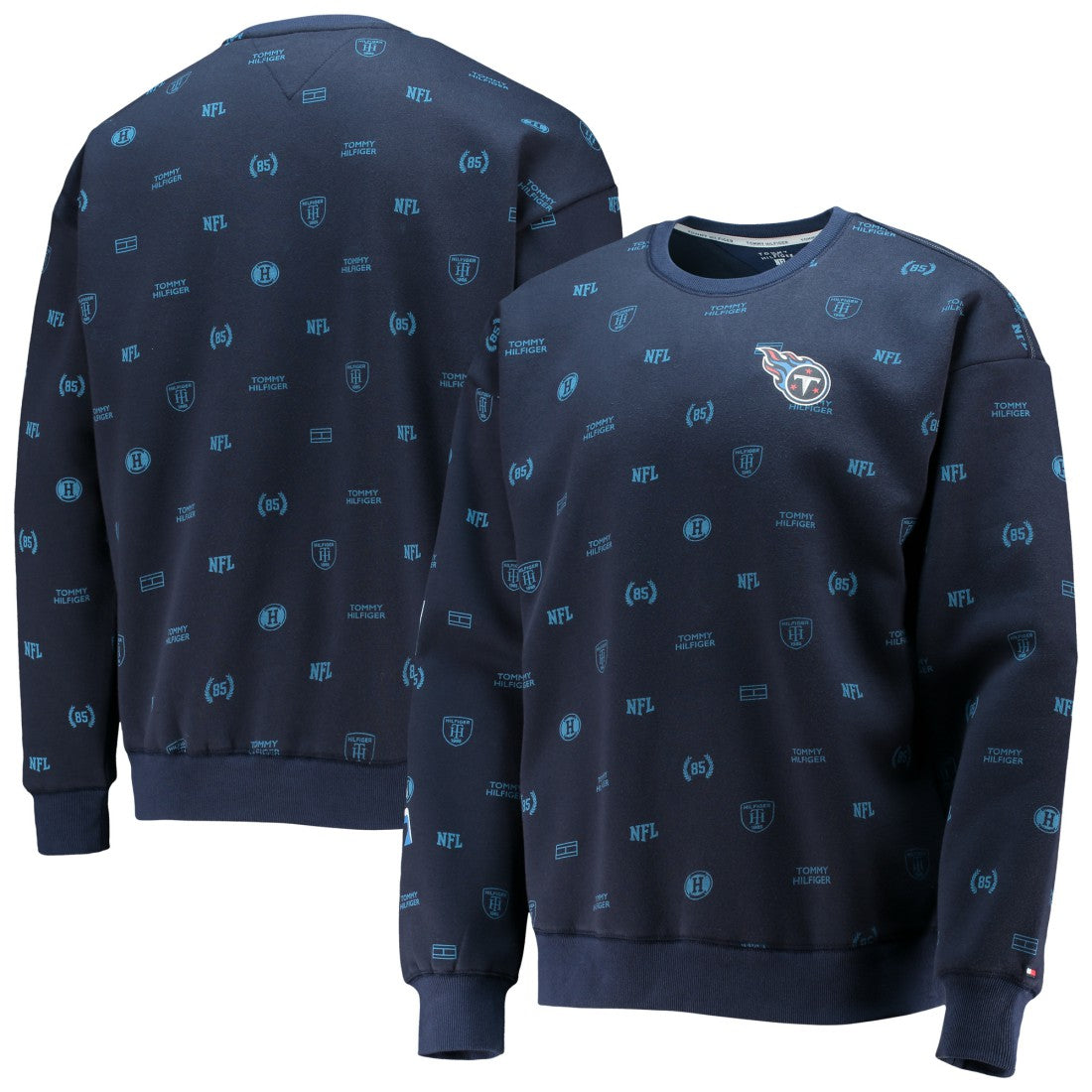 Tennessee Titans Tommy Hilfiger Reid Graphic Pullover Sweatshirt - Navy Pullover