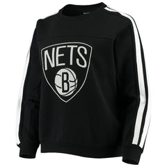 Brooklyn Nets The Wild Collective Women's Perforated Logo Pullover Sweatshirt Black