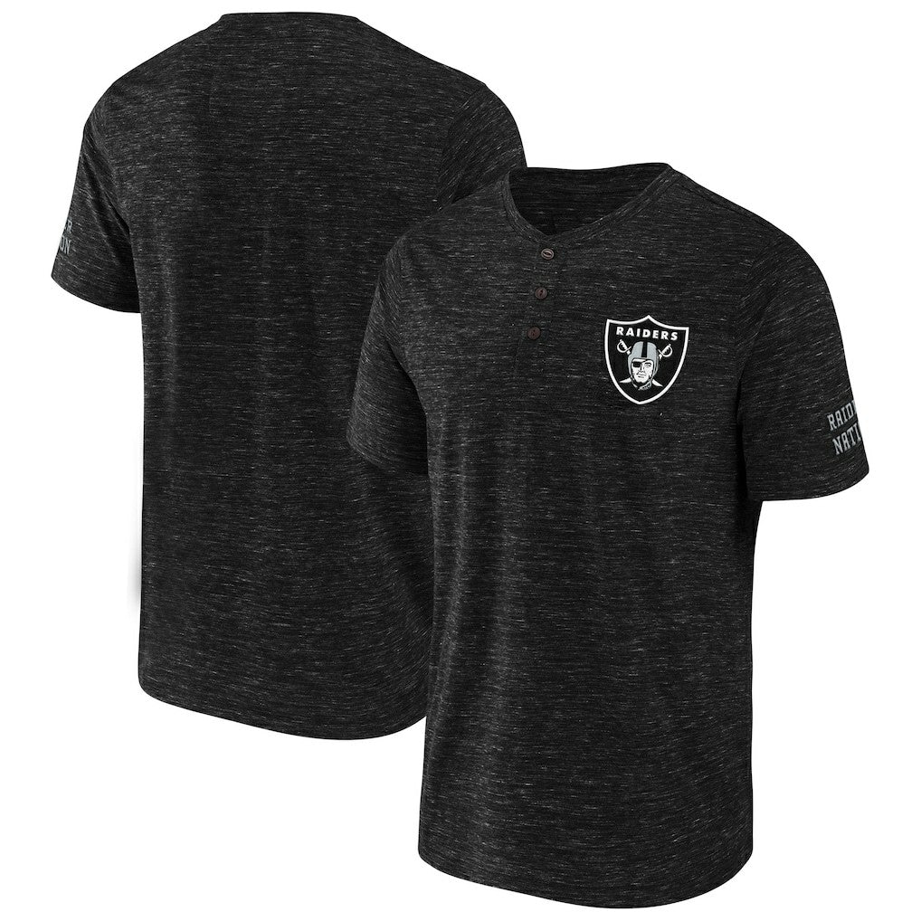 Las Vegas Raiders NFL x Darius Rucker Collection Slub Henley T-Shirt - Black T-shirts